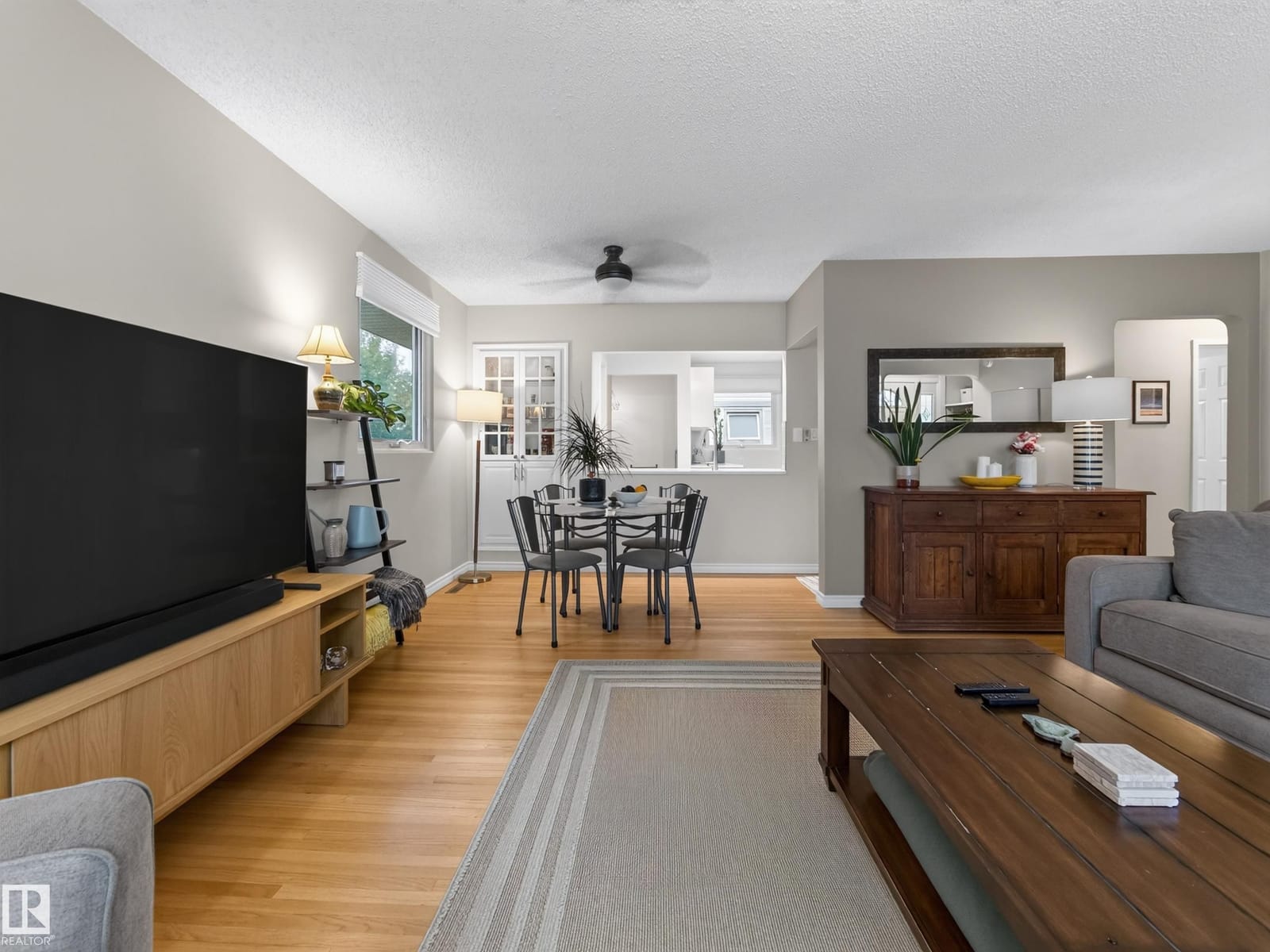 Living room with dining area beyond