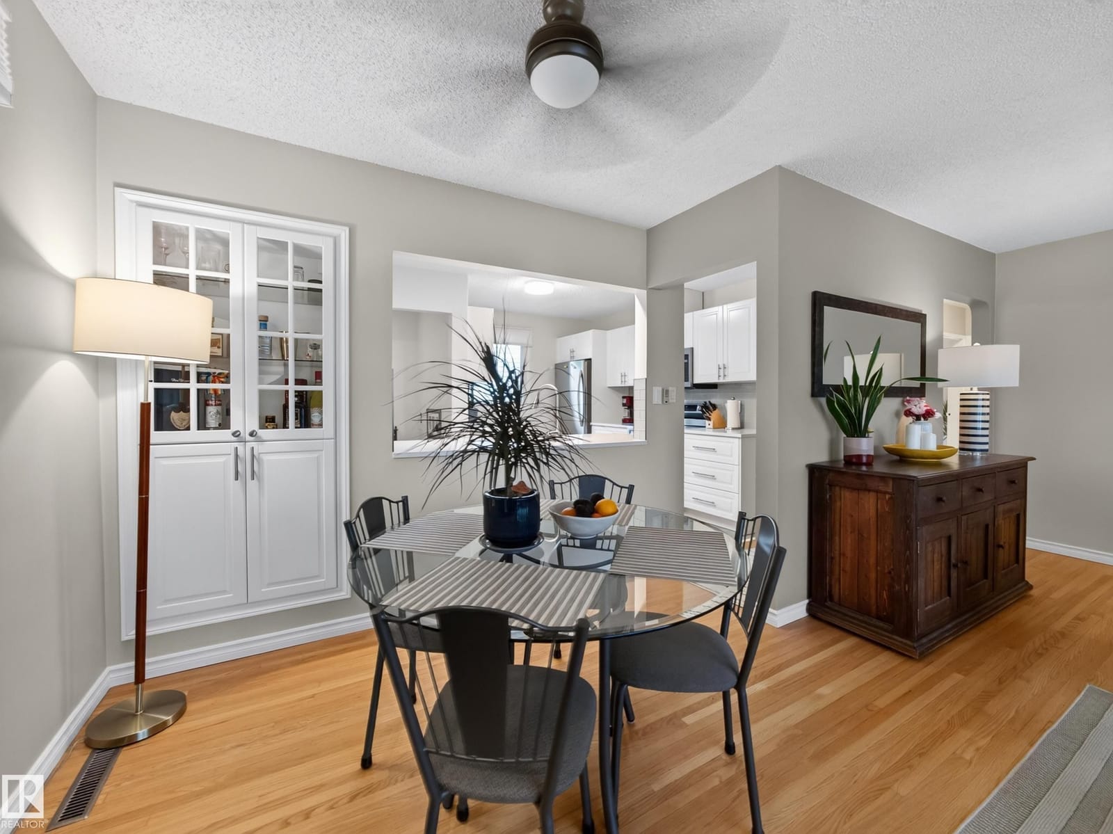 Dining area with glass-panelled French doors