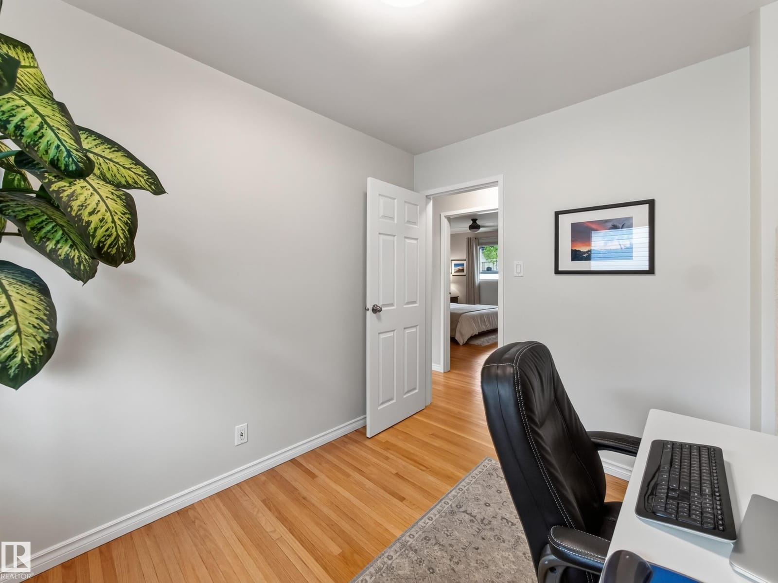 Bedroom corner with doorway through