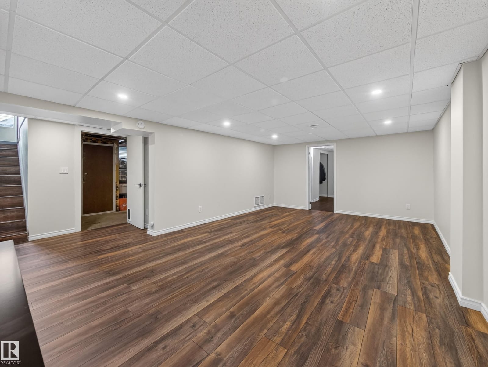 Lower level recreation room, wide view