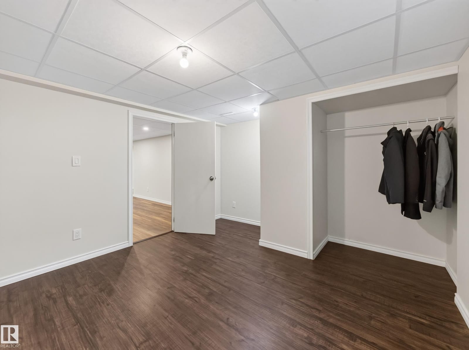 Lower level bedroom with closet
