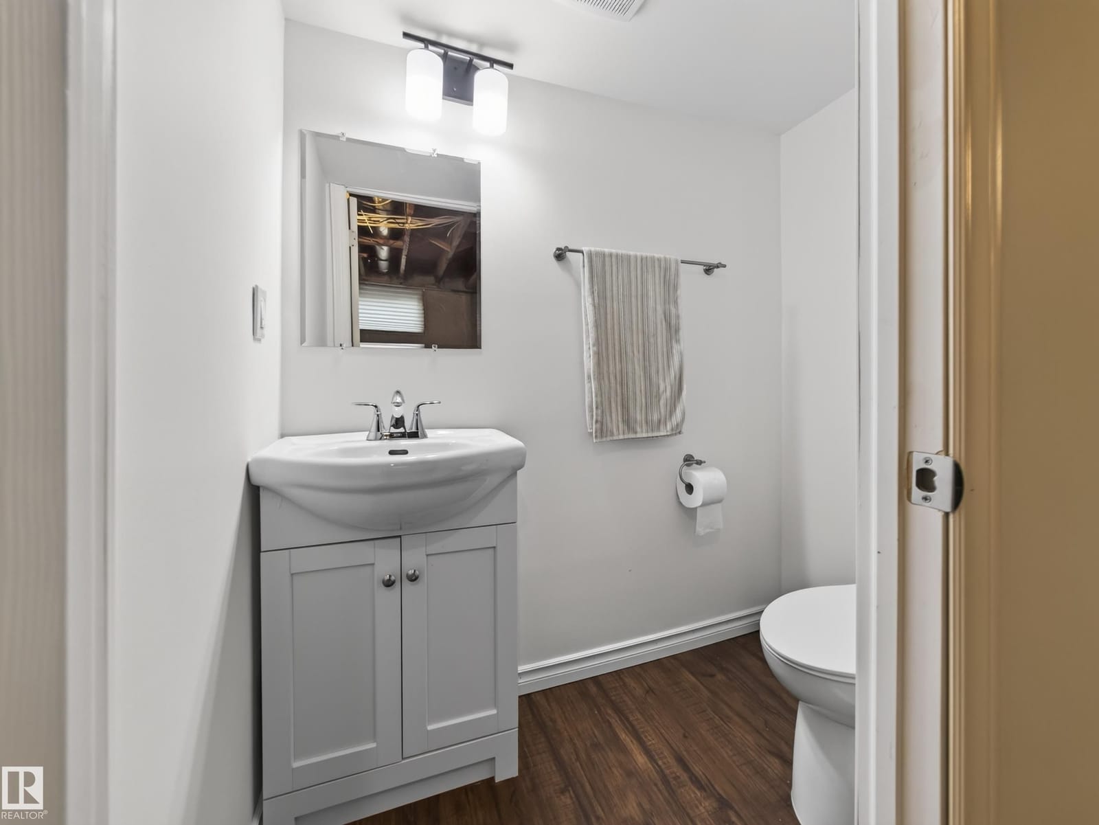 Lower level bathroom with vanity