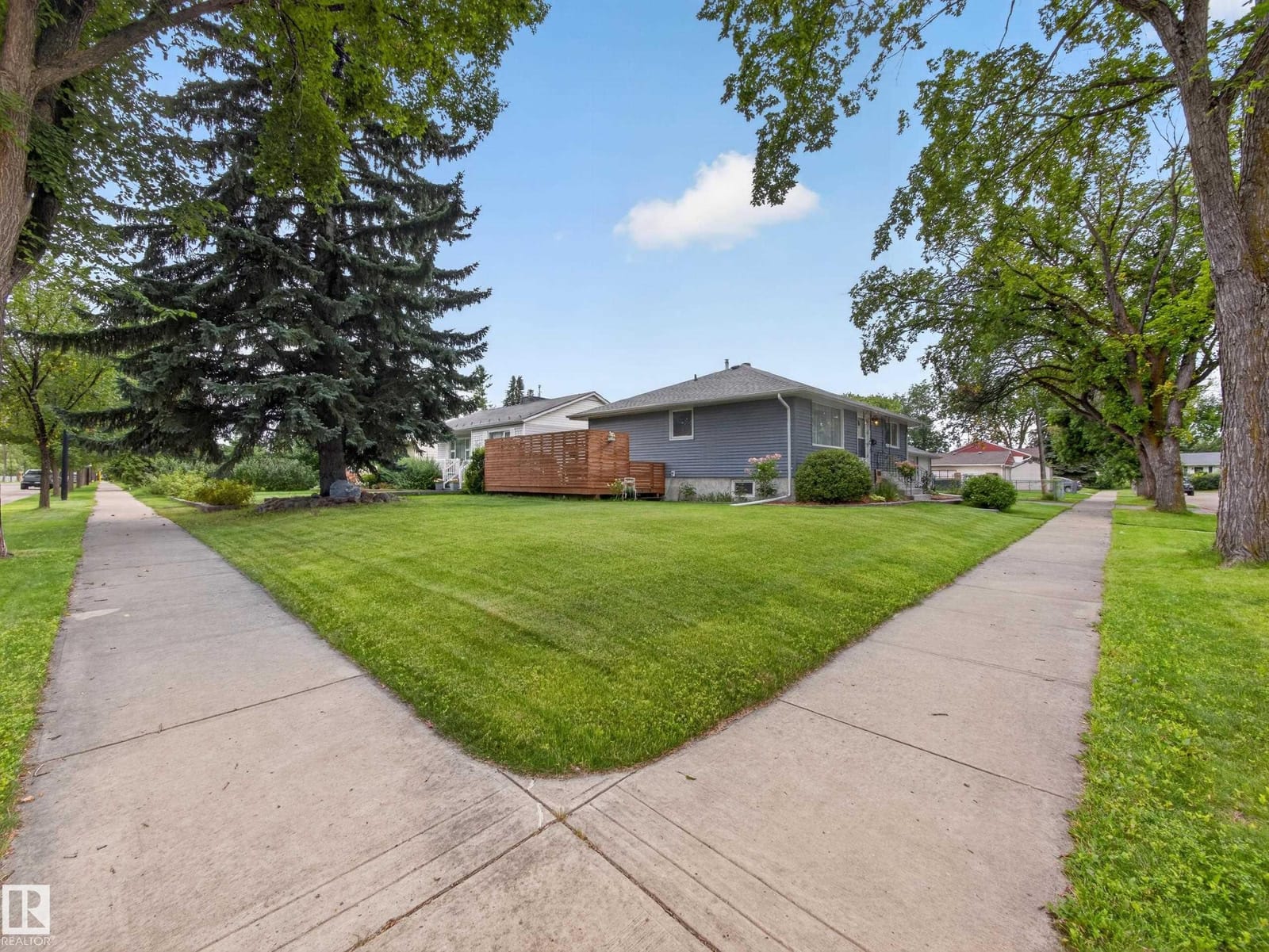 Corner lot with sidewalk frontage on two sides