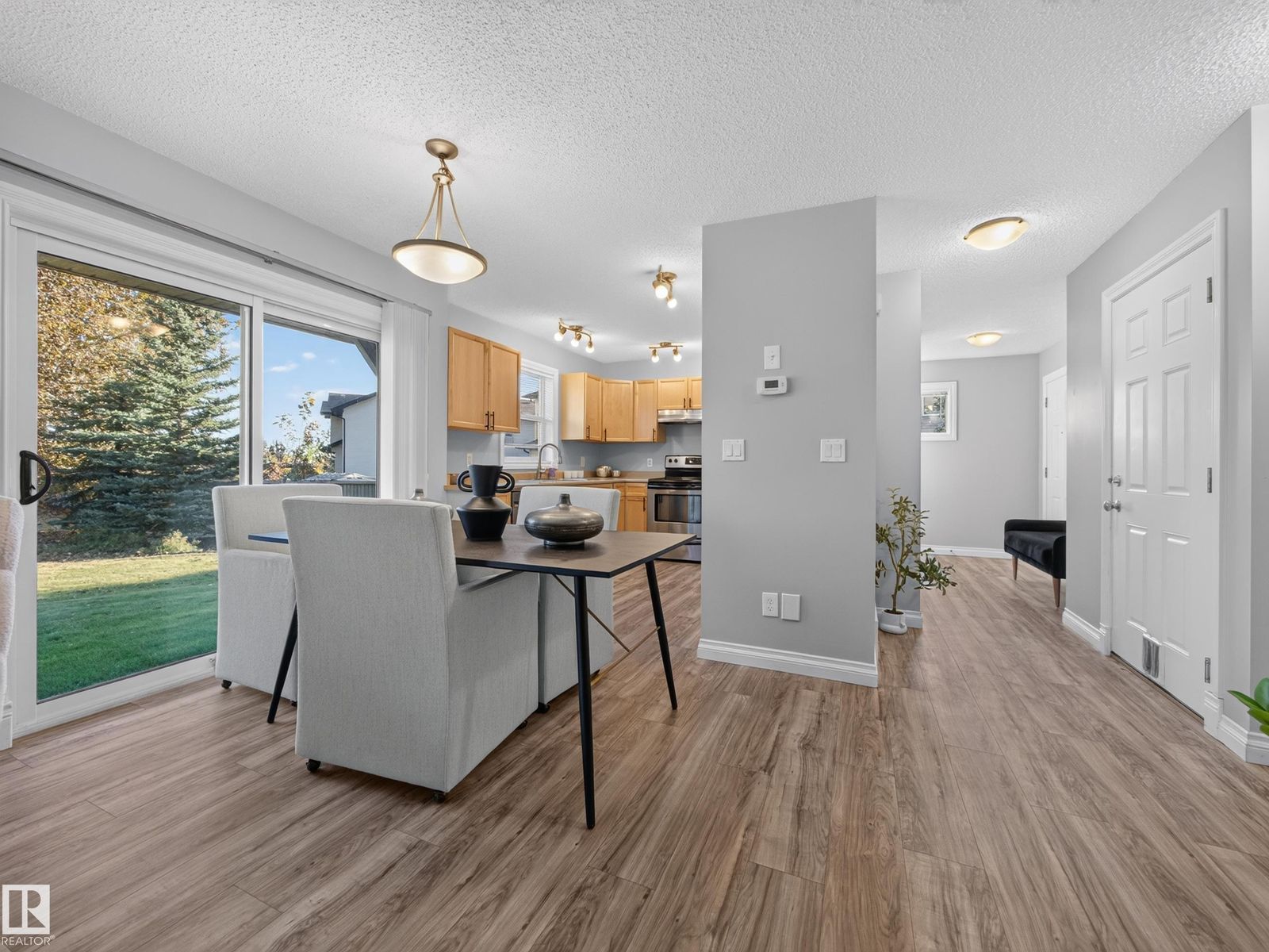 Dining area beside the patio door to the back yard