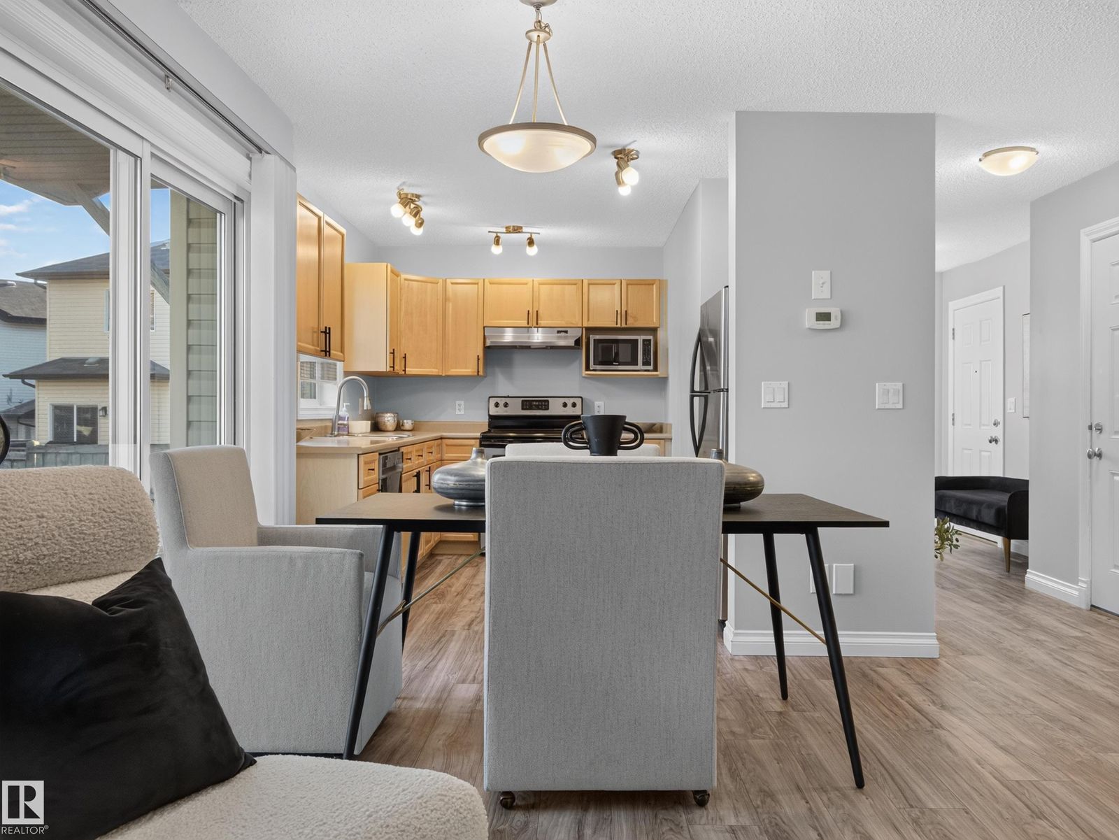 Dining and kitchen seen from the living room