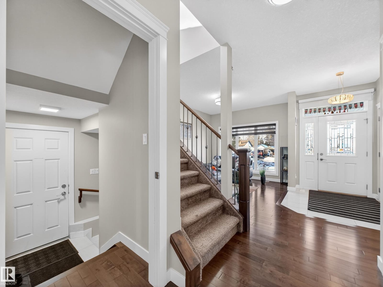 Front entry hall seen from the staircase