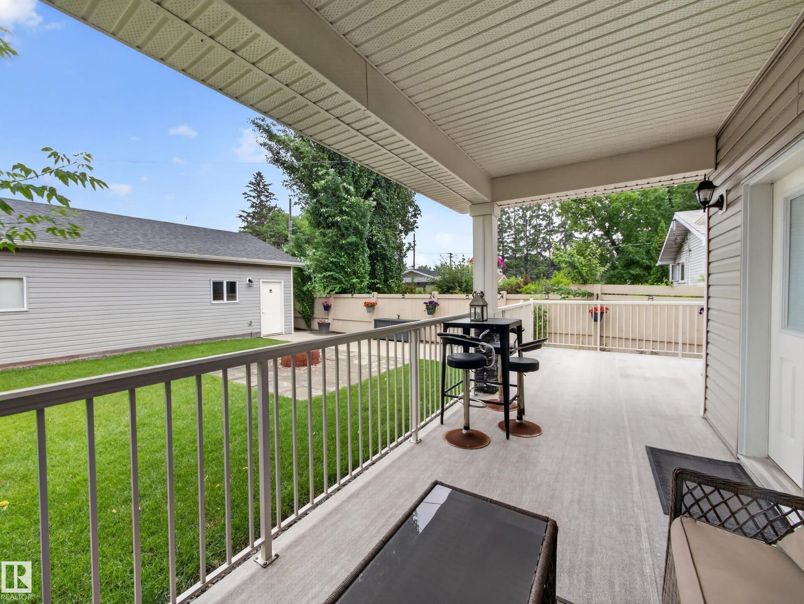 Deck looking across to the detached garage